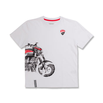 T-shirt bianca da bambino con stampa oversize Ducati Corse Centauro, Abbigliamento Sport, SKU a762000037, Immagine 0